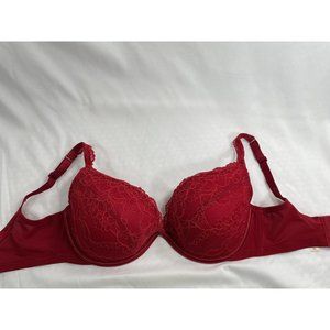 Cacique 36DDD red Lace Covered  LIGHTLY LINED  BALCONETTE